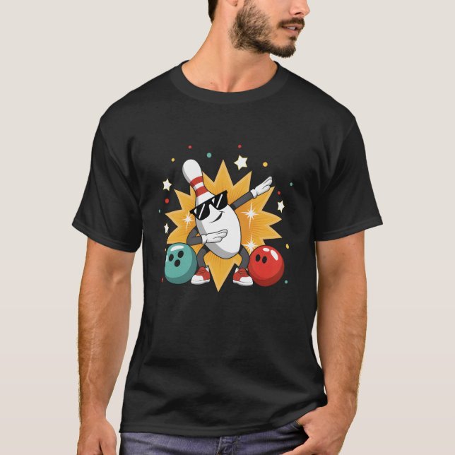 Camiseta Bowling Pin Dabbing Sungafas Bowler Hombres W (Anverso)