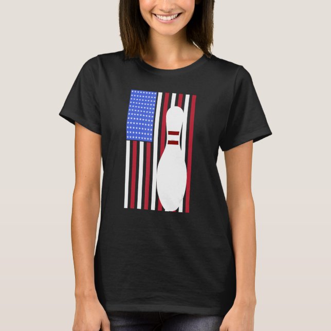 Camiseta Bowling Pin US Flag American Bowling Player Bowler (Anverso)