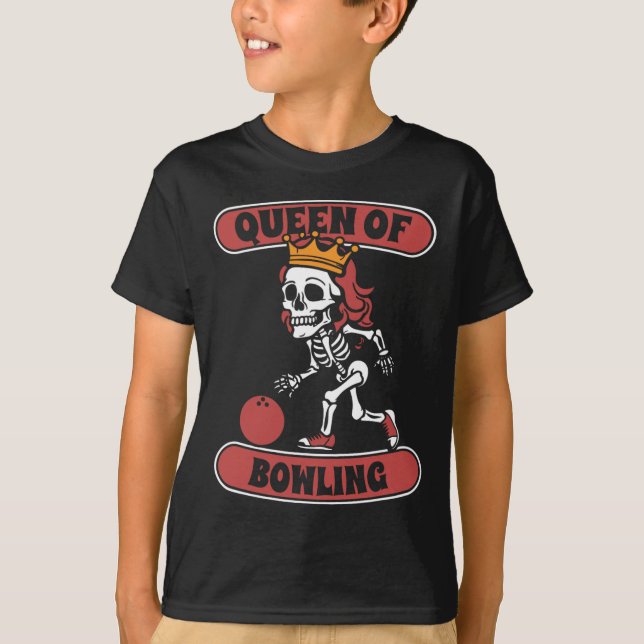 Camiseta Bowling Skeleton Team League - Alley Bowler Queen (Anverso)