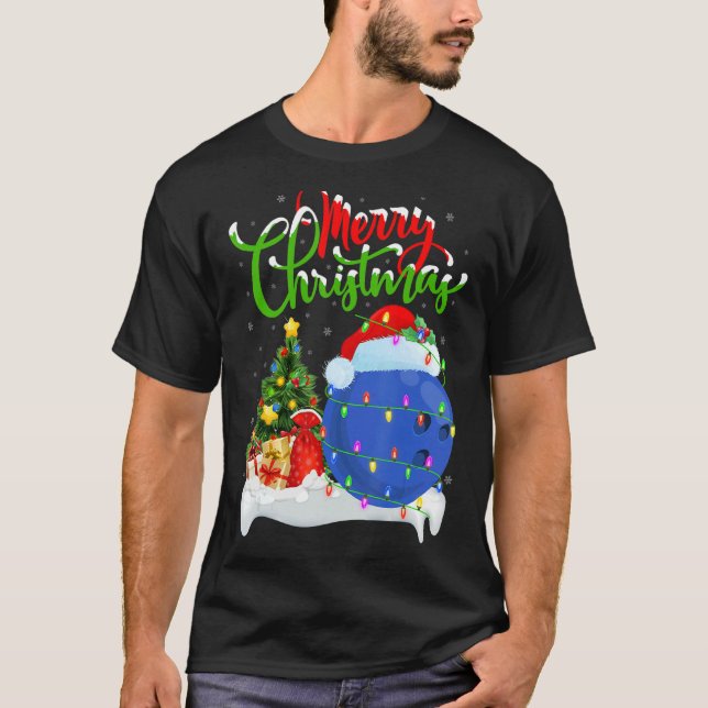 Camiseta Bowling Sports   Xmas Decoration Santa Bowling Chr (Anverso)