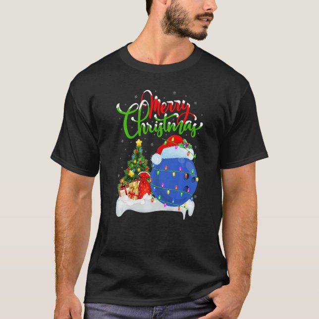 Camiseta Bowling Sports  Xmas Decoration Santa Bowling Chri (Anverso)