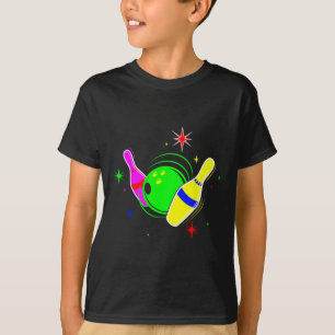 Camiseta Bowling T Shirt 80 Retro Neon Rótulo Strike Bowlin