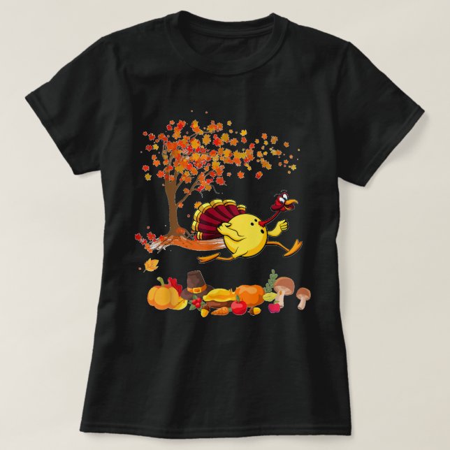 Camiseta Bowling Turkey Thankding Fall Tree Bowling Play (Diseño del anverso)