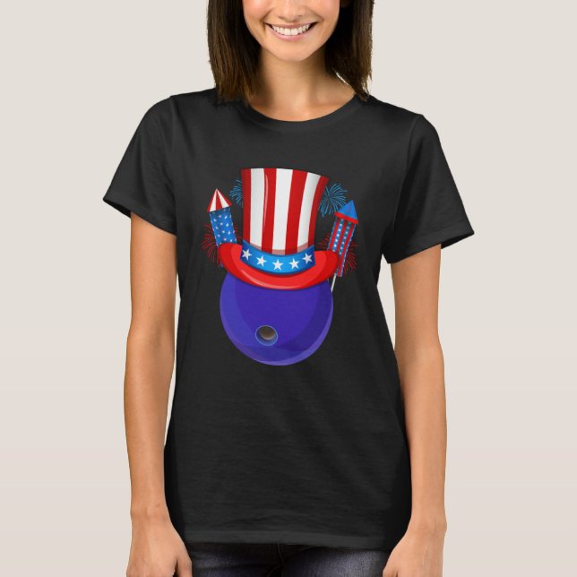 Camiseta Bowling Uncle Sam American Flag Fireworks 4th of J (Anverso)