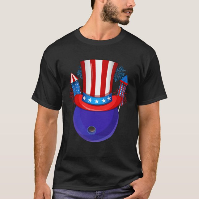 Camiseta Bowling Uncle Sam American Flag Fireworks 4th of J (Anverso)