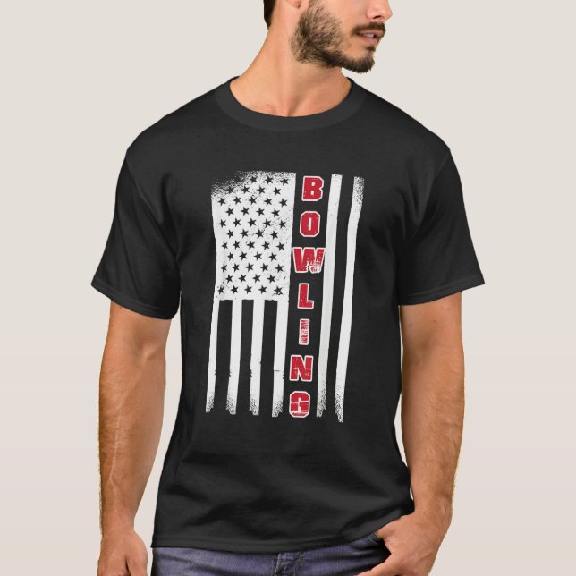 Camiseta Bowling USA flag bowling team bowling ball (Anverso)