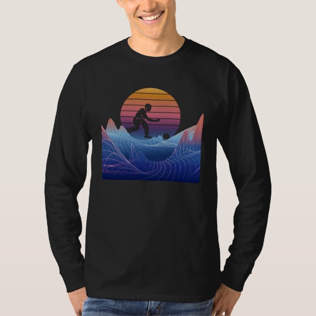 Camiseta Bowling Vaporwave Sunset Bowling Pin Bowler Bowlin (Anverso)
