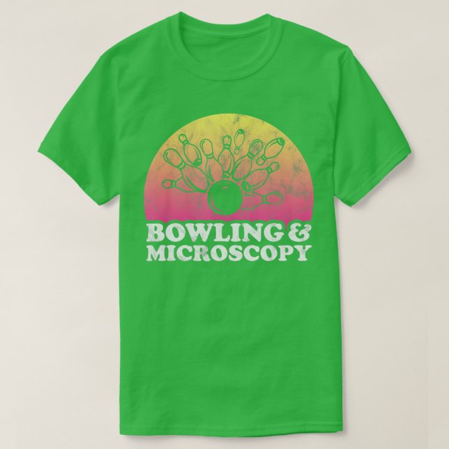 Camiseta Bowling y microscopía (Diseño del anverso)