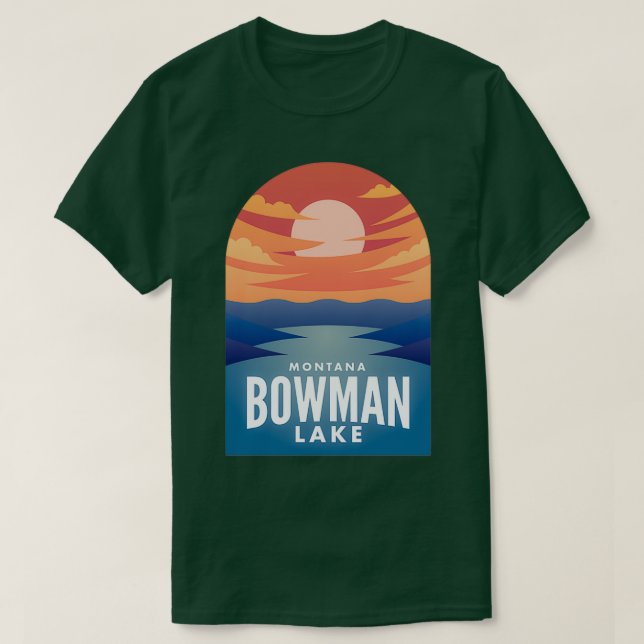 Camiseta Bowman Lake MT Retro Sunset (Diseño del anverso)