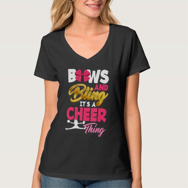 Camiseta Bows and Bling It's A Cheerled Therership (Anverso)
