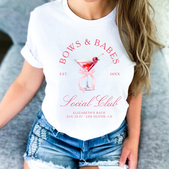 Camiseta Bows & Babes Coquette Cherries Bachelorette (Subido por el creador)