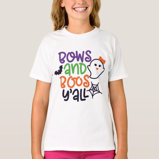Camiseta Bows & Boos Y'all, Fun Halloween (Anverso)