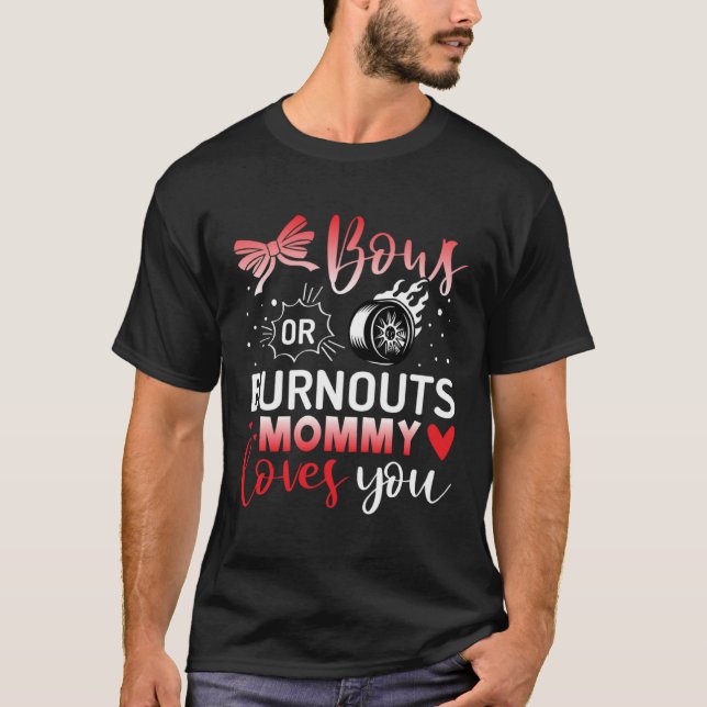 Camiseta Bows or Burnouts Gender Reveal Party Idea (Anverso)