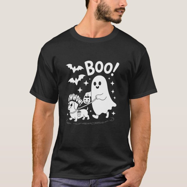 Camiseta Bowwow Boo Diseño de Halloween de fantasma y perro (Anverso)