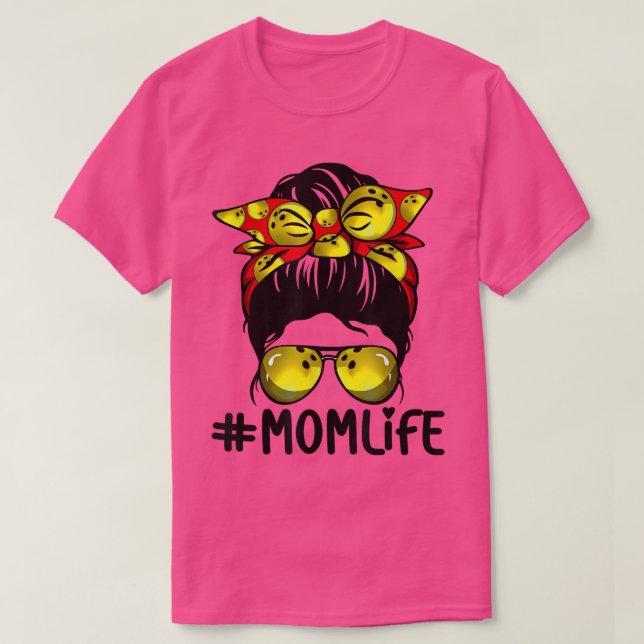 Camiseta Bowy Messy Bun Orgulloso Mamá Escarf Sunshad (Diseño del anverso)