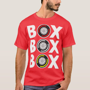 Camiseta Box Box F1 Diseño de texto blanco compuesto de neu