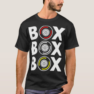 Camiseta Box Box F1 Diseño de texto blanco compuesto de neu