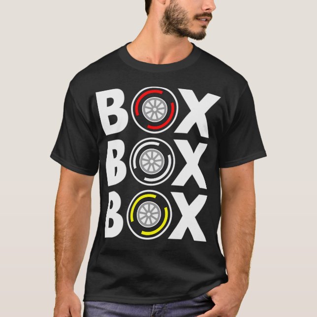 Camiseta Box Box F1 Diseño de texto blanco compuesto de neu (Anverso)