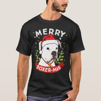 Camiseta Boxeador blanco perro Navidad niños Chicas niños