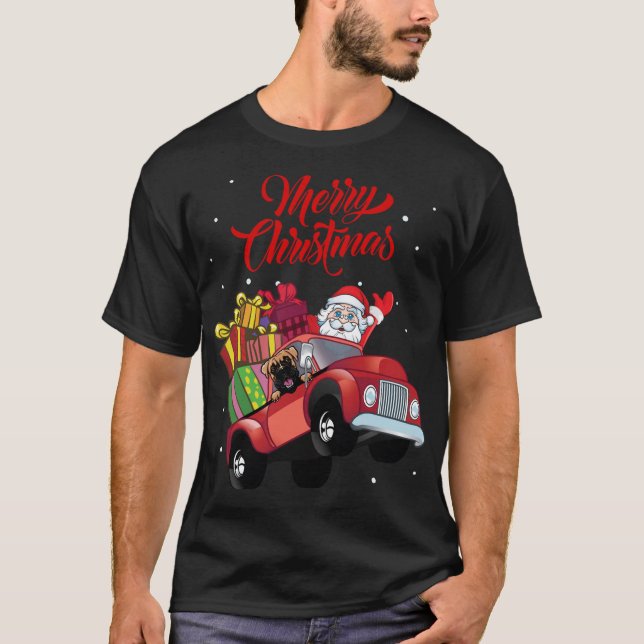 Camiseta Boxeador Con Santa Claus En Camión Rojo (Anverso)