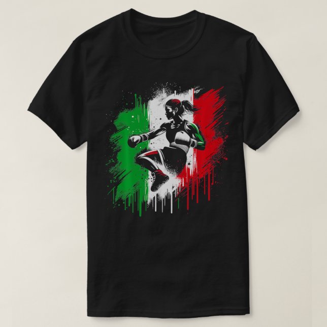 Camiseta Boxeador italiano Chica de kickboxing 1 (Diseño del anverso)