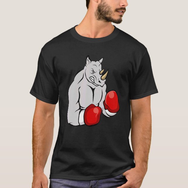 Camiseta Boxear Rinoceronte con guantes Kickboxer Humor Luc (Anverso)