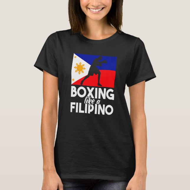 Camiseta Boxeo Como Un Pino De Boxeo Con Bandera Filipina (Anverso)