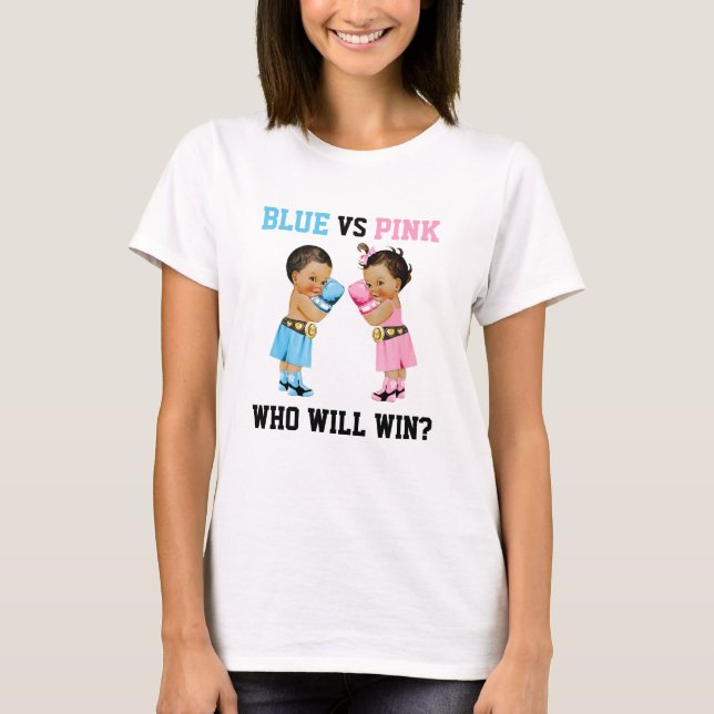 Camiseta Boxeo de bebés Chica de sexo revelan azul o rosa (Anverso)