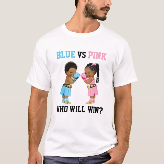 Camiseta Boxeo de bebés Chica de sexo revelan azul o rosa (Anverso)