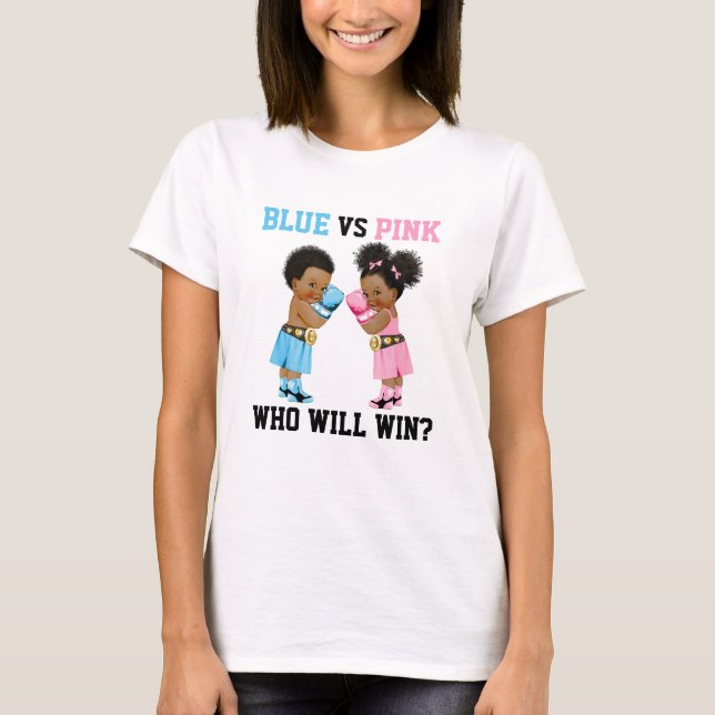 Camiseta Boxeo de bebés Chica de sexo revelan azul o rosa (Anverso)
