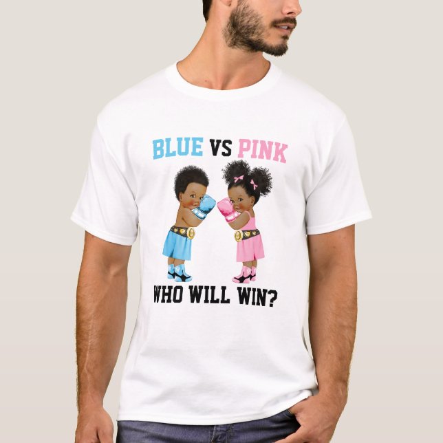 Camiseta Boxeo de bebés Chica de sexo revelan azul o rosa (Anverso)