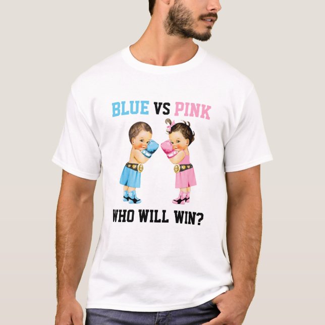 Camiseta Boxeo de bebés Chica de sexo revelan azul o rosa (Anverso)