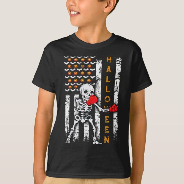 Camiseta Boxeo de Esqueleto Halloween Boxeador Kickboxing M (Anverso)