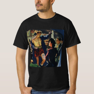Camiseta Boxeo Deportivo Antiguo, Boxeador Saliendo del Rin