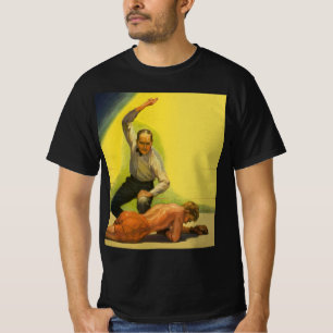 Camiseta Boxeo deportivo vintage, árbitro con knockout de b