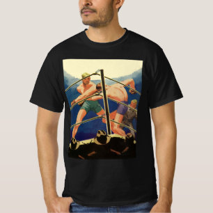 Camiseta Boxeo deportivo vintage, boxeadores en partido