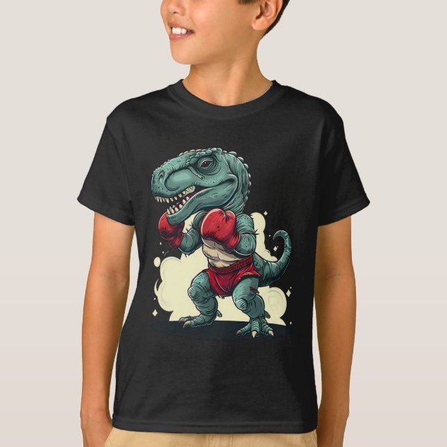Camiseta Boxeo Dinosaurio Boxeador Dino Kickboxing T-rex Bo (Anverso)