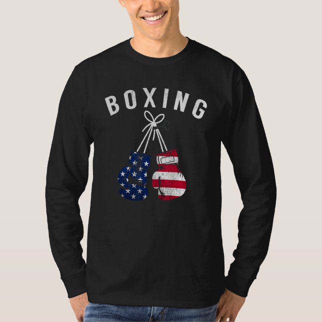 Camiseta Boxeo Para Él Papá Hombres Guantes De Caja Bandera (Anverso)
