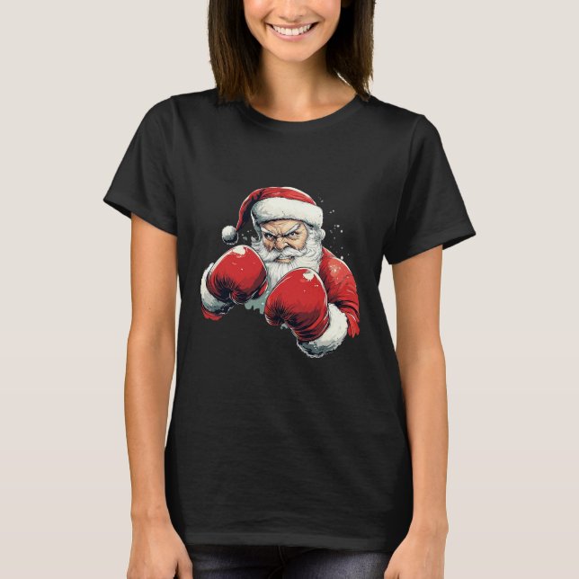 Camiseta Boxeo Santa Claus - Papá Noel con guante de boxeo (Anverso)