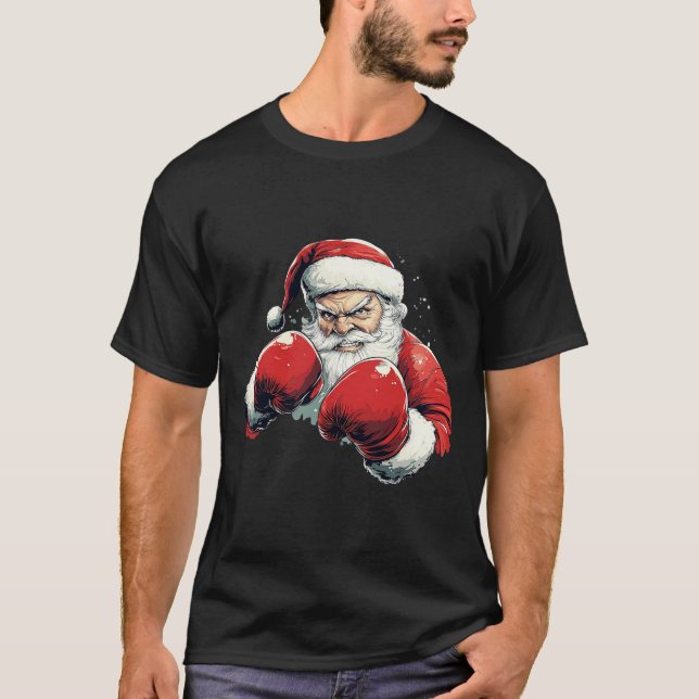 Camiseta Boxeo Santa Claus - Papá Noel con guante de boxeo (Anverso)