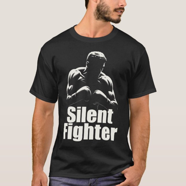 Camiseta Boxeo Silent Fighter - Boxeador de Silueta Audaz (Anverso)