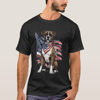 Camiseta Boxer 4th of July Patriotic Dog Long Sleeve