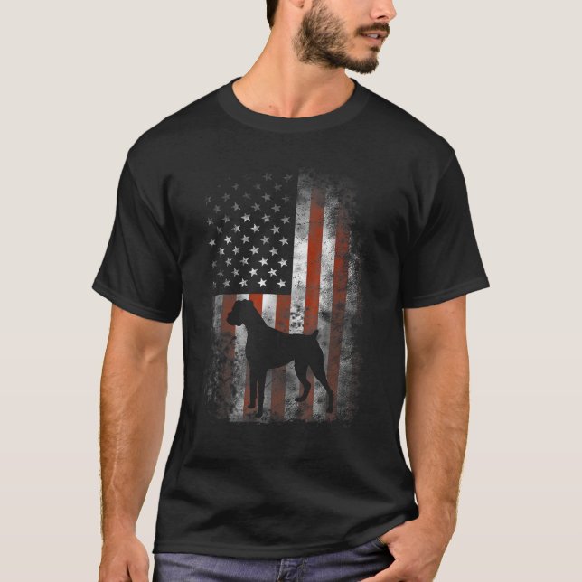Camiseta Boxer American Flag USA 4th Of July Dog (Anverso)