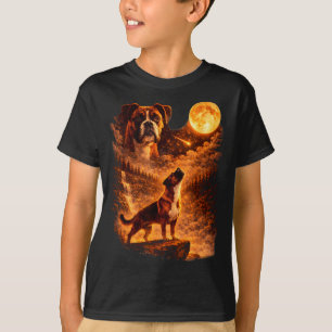 Camiseta Bóxer aullando a la luna divertido perro bóxer vin