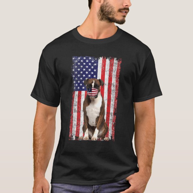 Camiseta Boxer Bandera Americana El Perro Usa La Máscara 4  (Anverso)