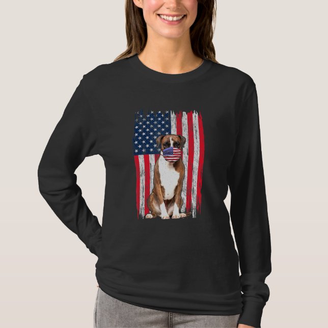 Camiseta Boxer Bandera Americana El Perro Usa La Máscara 4  (Anverso)