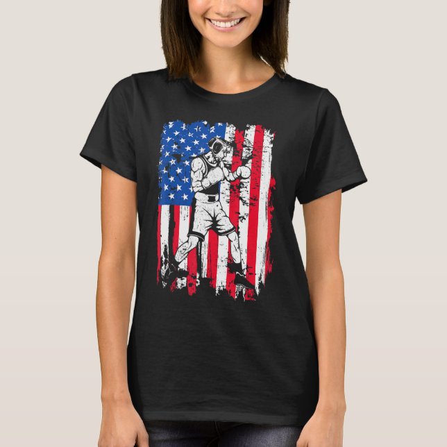 Camiseta Boxer de época Bandera estadounidense boxeador box (Anverso)