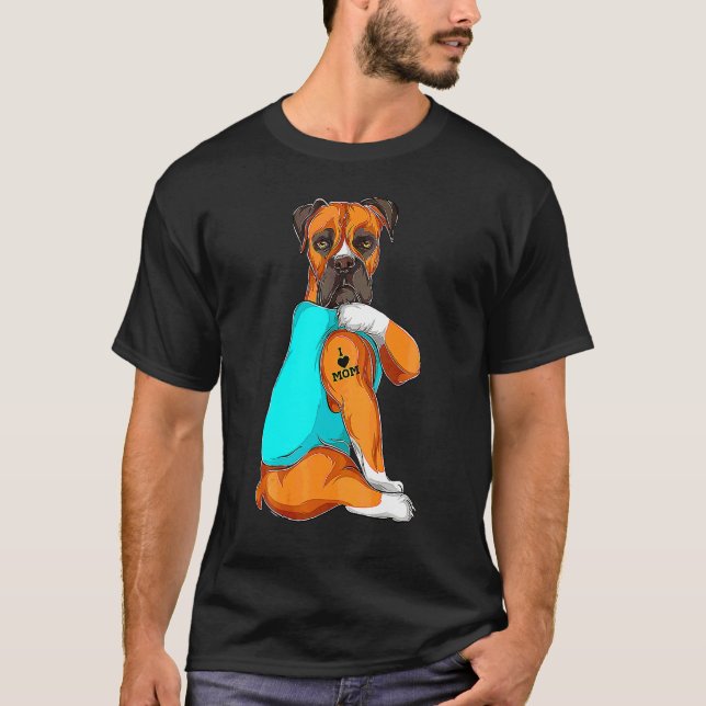 Camiseta Boxer de perro: Amo el día de la madre (Anverso)