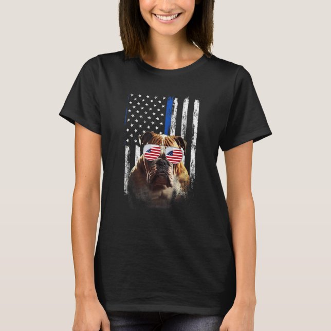 Camiseta Boxer Dog American Flag Patriotic Boxer Dog 4th Of (Anverso)