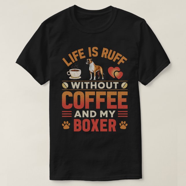 Camiseta Boxer Dog And Coffee (Diseño del anverso)